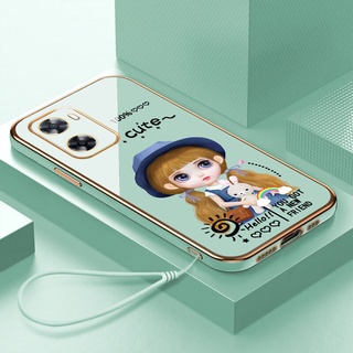 เคส OPPO A57 2022 เคส OPPO A77 5G เคส OPPO A15 เคส OPPO A16 เคส OPPO A12 A5S A7 A15S A3S A5 A54 4G A5 2020 A9 2020 A96 A93 A94 A74 5G เคสมือถือซิลิโคนลายสาวน่ารัก 6D ชุบไฟฟ้าหรูหรา