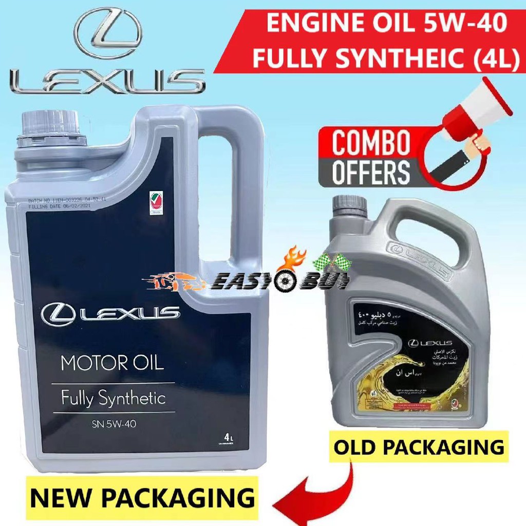 (แพ็คใหม่) Lexus 5W40 API-SN น้ํามันเครื่องสังเคราะห์แท้ 4L น้ํามันเครื่องโตโยต้า + กรองน้ํามัน 5W-4