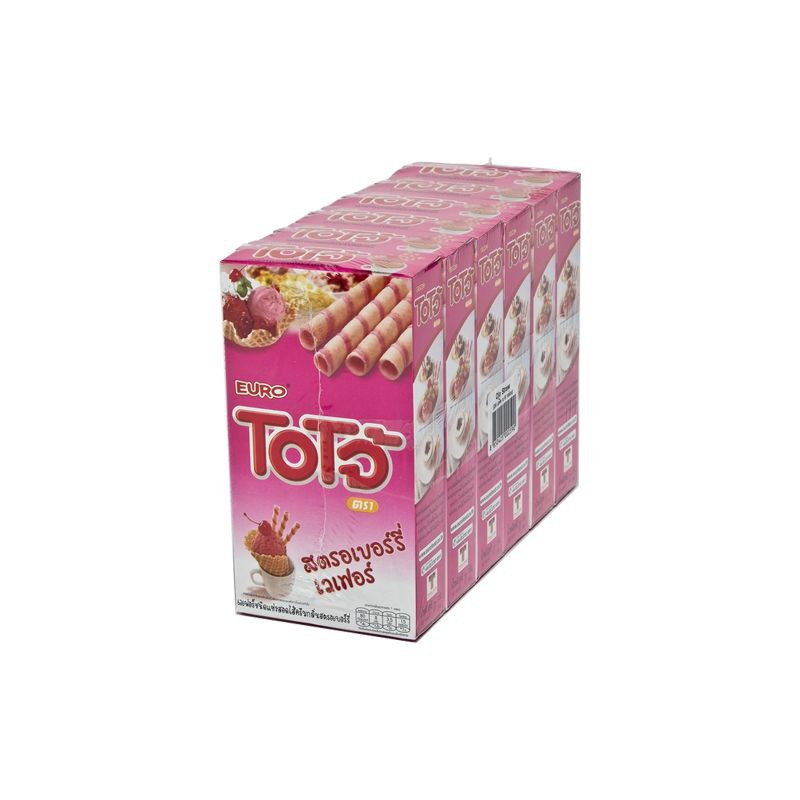 โอโจ้ ขนมสอดไส้ รสสตรอว์เบอร์รี 17 กรัม (6 กล่อง) Ojo Strawberry Flavored Snacks 17 grams (6 boxes)