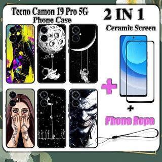 2 IN 1 Tecno Camon 19 Pro 5G เคสโทรศัพท์ พร้อมกระจกนิรภัย เซรามิค ป้องกันหน้าจอ โค้ง ฟิล์มนิรภัย อวกาศด้านนอก