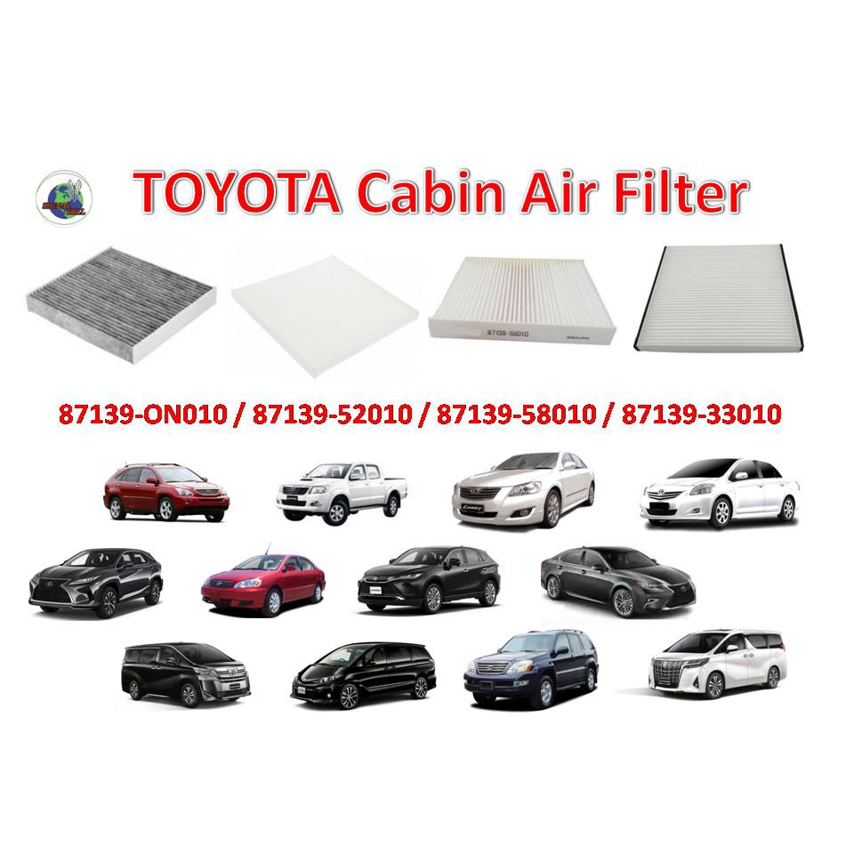 TOYOTA CABIN AIR FILTER 87139-ON010 / 87139-52010 / 87139-58010 / 87139-33010