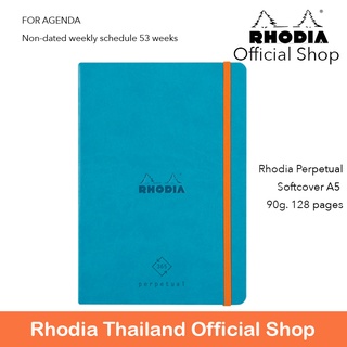 Rhodiarama : Perpetual Softcover - A5 -Turquoise (1875) สมุดจดบันทึก Agenda กางได้ 180 องศา นำเข้าโดย Rhodia Thailand