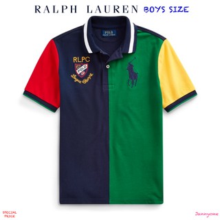 RALPH LAUREN COLOR-BLOCKED COTTON MESH POLO ( BOYS SIZE 8-20 YEARS )