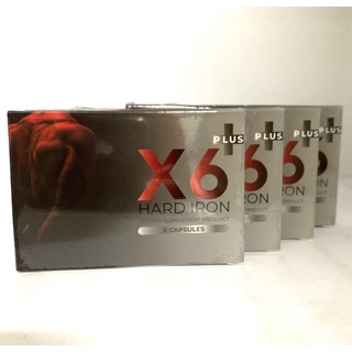 สุดคุ้ม!! 4กล่อง X6 Plus Hard Iron เอ็กซ์ 6 พลัส ฮาร์ด ไอรอน  ผลิตภัณฑ์เสริมอาหาร ท่านชาย บรรจุ6แคปซูล/แผง(4แผง)