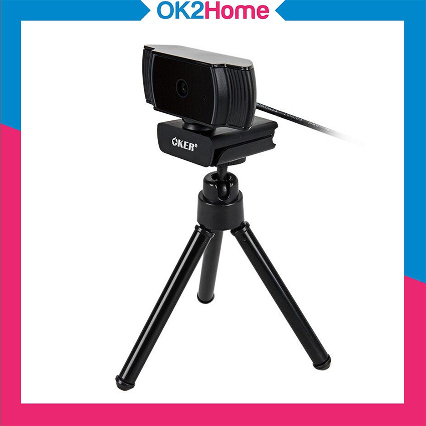 OKER A229 Web Camera กล้องเว็บแคม ออโตโฟกัส 1080p-30fps พร้อมขาตั้ง