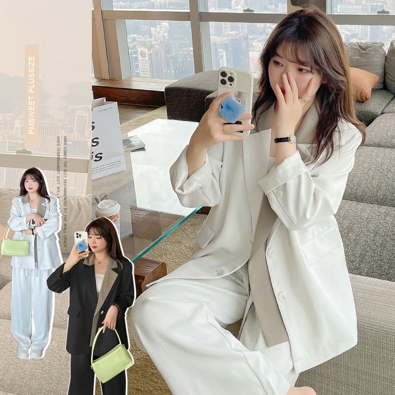 [ 🔥อกถึง 54" ] : PMP2037 : พรีออเดอร์ เสื้อผ้าไซส์ใหญ่ คนอ้วน สาวอวบ ชุดสูททำงาน ชุดเซตสองชิ้น เสื้อ