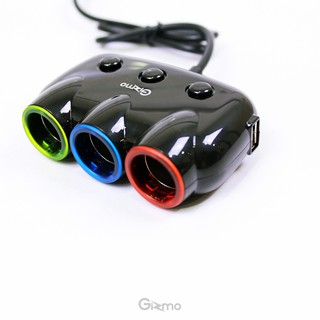 Gizmo ที่ชาร์จในรถยนต์ อะแดปเตอร์เพิ่มช่องจุดบุหรี่ Adapter Car Charger 3in1 รุ่น GG-007