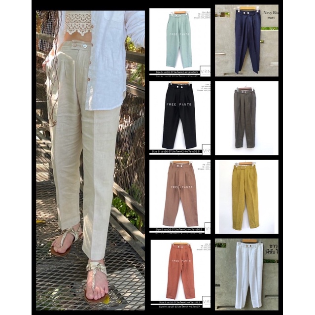 Virin_Clothing กางเกงลินิน แท้ 100% รุ่น Free pants ออกแบบตัดเย็บในไทย