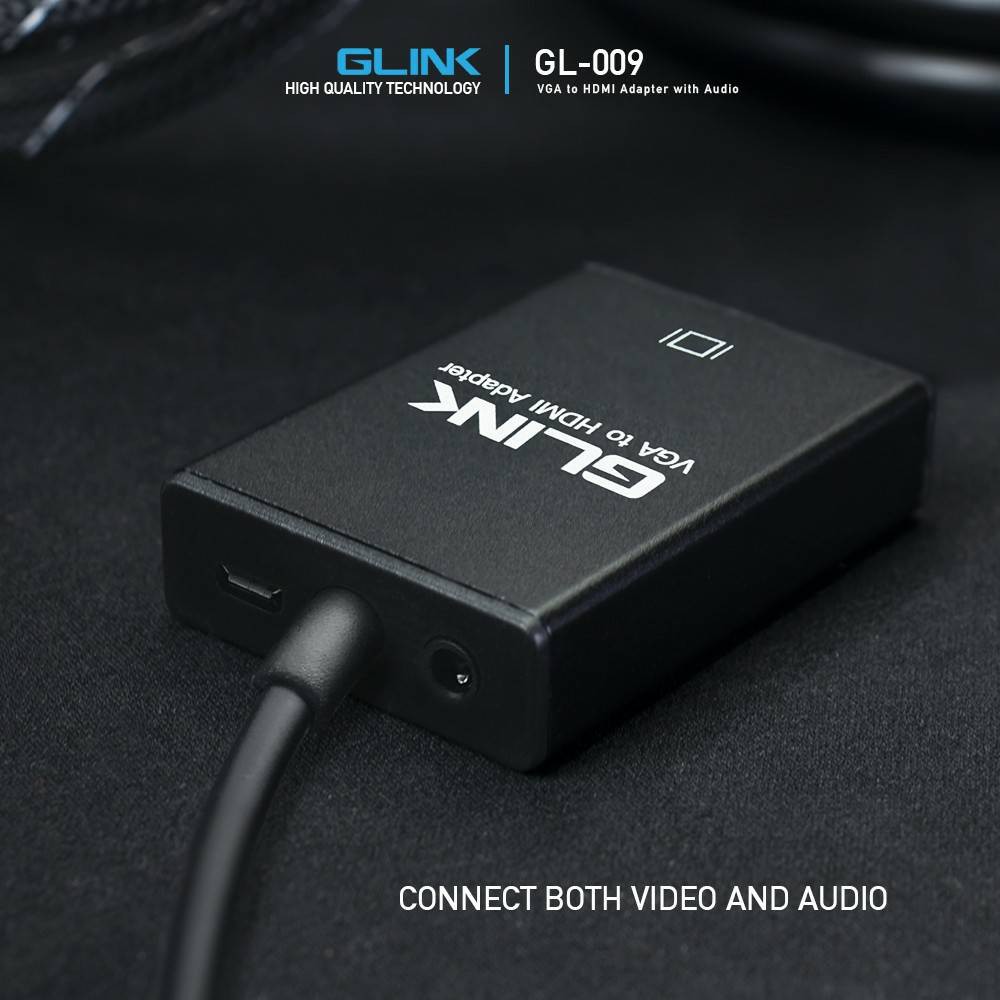 อุปกรณ์แปลงภาพ VGA เป็น H DMI GLINK รุ่น GL-009 ต่อเสียงเพิ่มได้