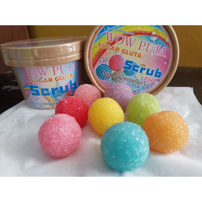 สบู่สครับน้ําตาลกลูต้า-เอเฮชเอ SUGAR GLUTA AHA SCRUB SOAP