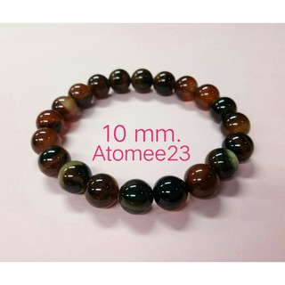 กำไลหินอาเกด สีน้ำตาล ขนาด 10 mm.