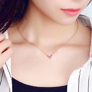 Minimalist Adjustable V Shaped Stainless Steel Pendant Necklace/ Women Elegant Temperament Metal Clavicle Chain