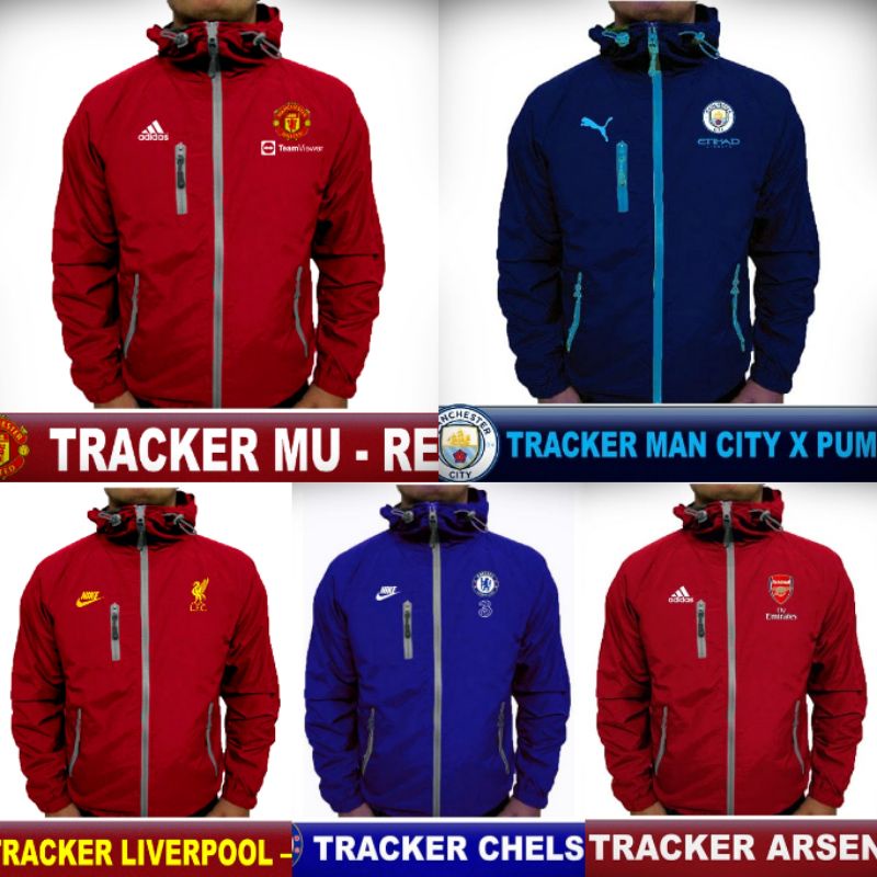 Merah คุณภาพทุกวันรถจักรยานยนต์ Ball ผู้ชายผู้หญิงแจ็คเก็ตกลางแจ้ง WindProof TRACKER สีแดง MU ภาษาอังกฤษ League Club Ball
