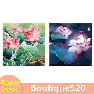 【พร้อมส่ง】ชุดปักครอสสติตช์คริสตัล รูปดอกบัว 11CT ขนาด 50x50 ซม. DIY [boutique520.th]