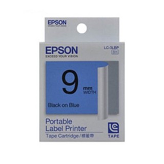 EPSON LABELWORKS LC-3LBP เทป พิมพ์ ฉลาก เอปสัน อักษรสีดำบนพื้นน้ำเงิน