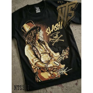 GnR เสิ้อยืดดำ เสื้อยืดชาวร็อค เสื้อวง New Type System  Rock brand Sz. S M L XL XXLเสื้อยืด