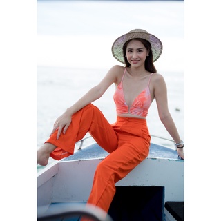 บราบิกินีเอวสูง คู่ขายาวลินิน สีส้ม