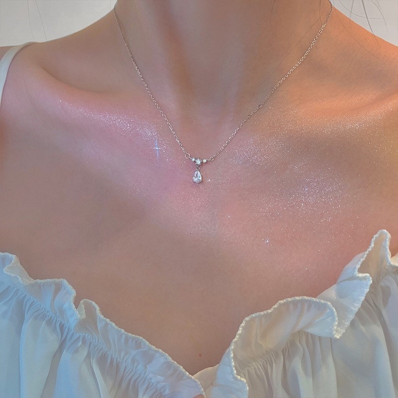 เครื่องประดับ สร้อยคอ สายโซ่ จี้รูปหยดน้ํา ประดับพลอยเทียม หรูหรา เหมาะกับของขวัญ แฟชั่นยอดนิยม สําหรับผู้หญิง