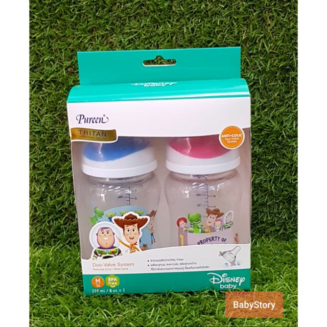 Pureen ขวดนมคอกว้าง Tritan Toy Story พร้อมจุกนม Anti-Colic (แพ็ค 2 ขวด)