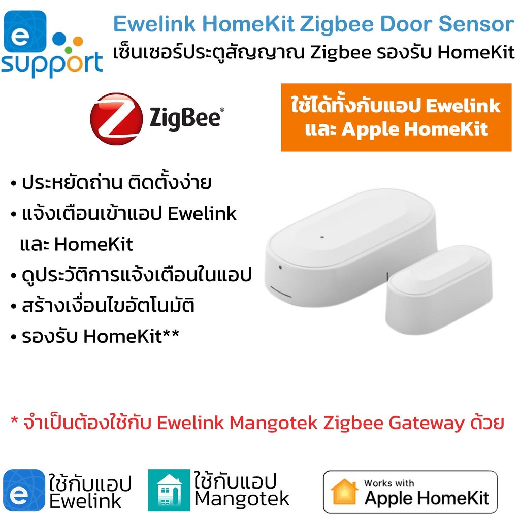 Ewelink เซ็นเซอร์ประตูหน้าต่าง Zigbee แจ้งเตือนเข้าแอป Door Sensor รองรับ HomeKit