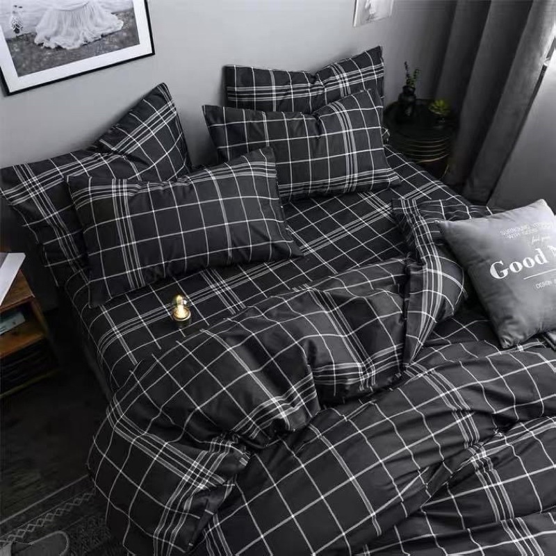 ชุดผ้าปูที่นอนเซ็ทใหญ่ ครบ 6 ชิ้น โทนสีดำ สีเทา น่ารัก มินิมอล - รูปที่ 6