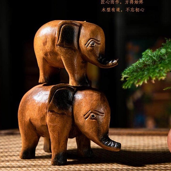 ช้างการ์ตูน ช้างแกะสลัก ช้าง เสริมฮวงจุ้ย ค้าขาย ร่ำรวย ช้างมงคลแกะสลัก สีไม้ ช้างน้อย วางไว้บนโต๊ะ แกะสลักไม้ - รูปที่ 6