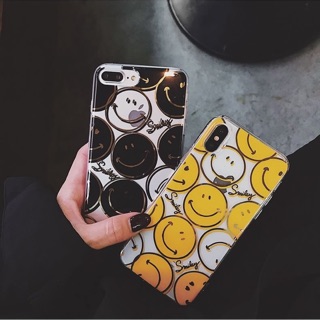 เคสคู่รัก เคสลายหน้ายิ้มสีเหลือง/สีดำ smiling face
