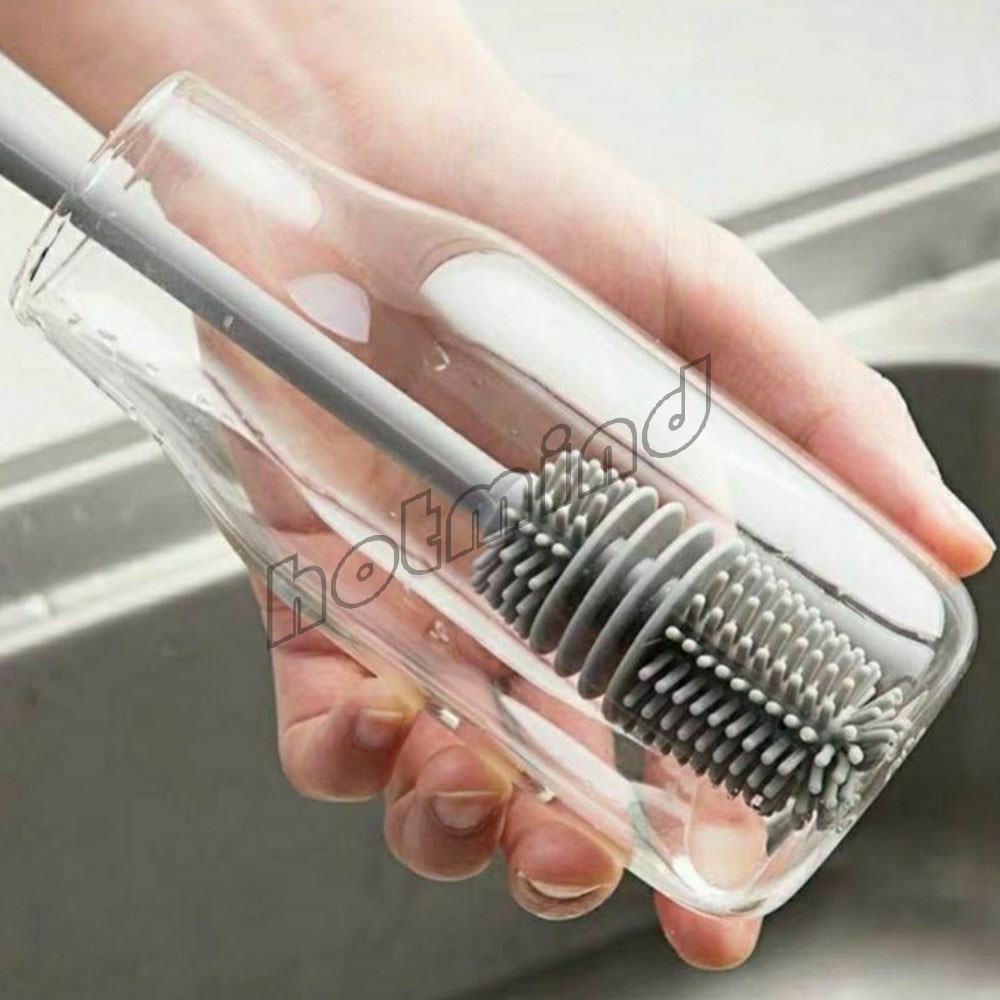 HD แปรงล้างขวด ซิลิโคน แปรงล้างขวดด้าม ยาว 32 cm อุปกรณ์ล้างขวดนม  พร้อมส่ง Bottle brush