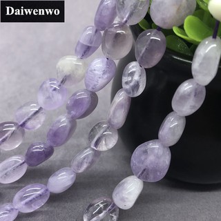 ลูกปัดหินอเมทิสต์ลาเวนเดอร์ กึ่งมีค่า ทรงหลวม แบบธรรมชาติ Diy