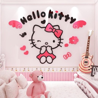 สติ๊กเกอร์อะคริลิคลายการ์ตูน Hello Kitty 3D สําหรับติดตกแต่งผนังห้องน้ํา