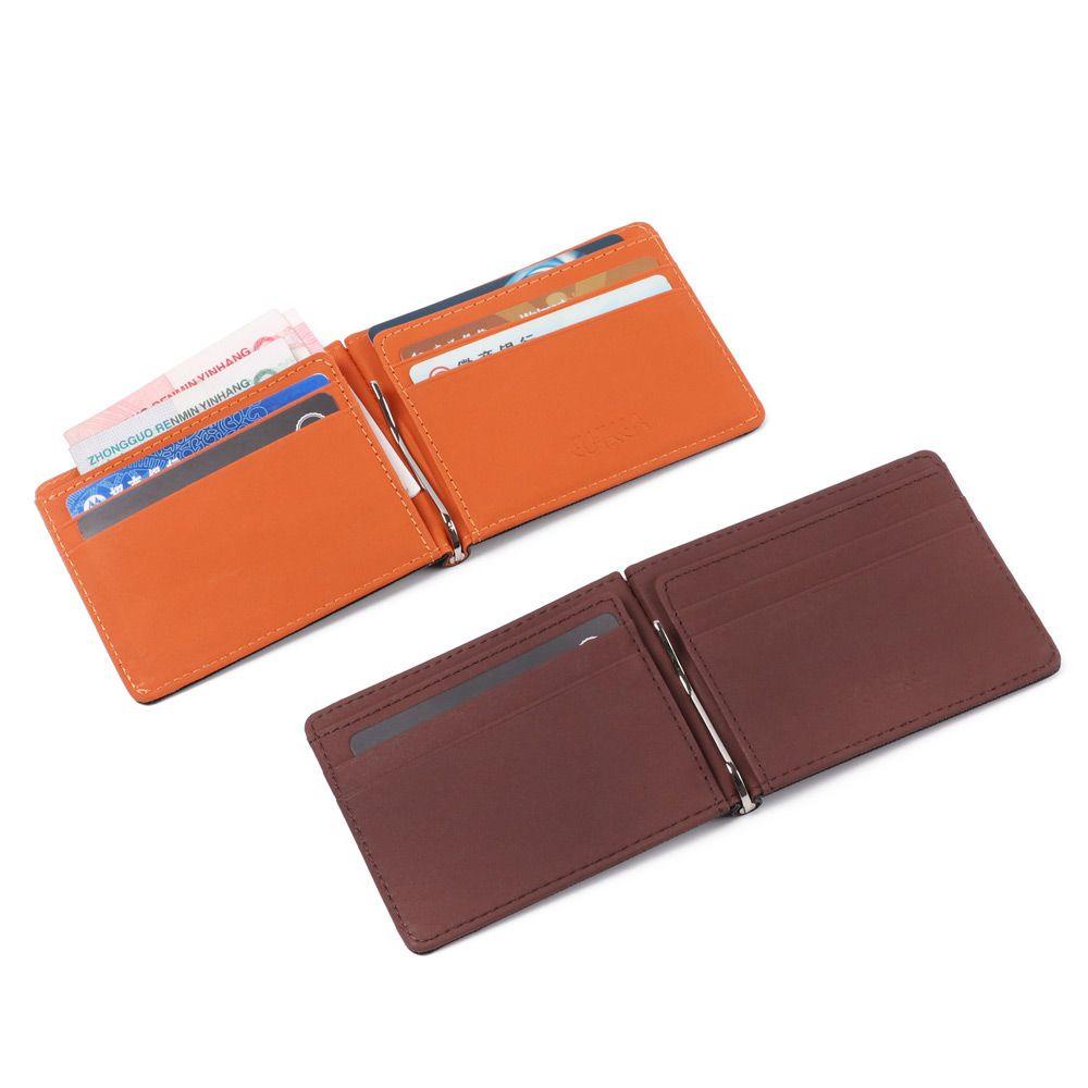 Lidyedat165 กระเป๋าหนังสั้น Sollid กระเป๋าสตางค์บางบัตรเครดิต Slim Bifold Money Clip