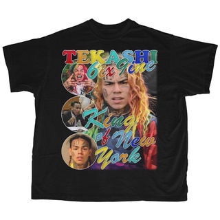 เสื้อยืดโอเวอร์ไซส์Tekashi 6ix9ine เทคาชิ | เสื้อยืดพิมพ์ลาย Bootleg Rap | เสื้อยืดคอกลมแขนสั้นเนื้อผ้าฝ้ายแฟชั่นสไตล์วิ