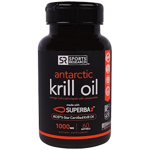 Sports Research, Antarctic Krill Oil with Astaxanthan, 1,000 mg, 60 Softgels