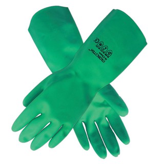 ถุงมือยางไนไตร L สีเขียว ไมโครเท็กซ์ Hi Chem Plus Green Nitrile Gloves L Microtex Hi Chem Plus