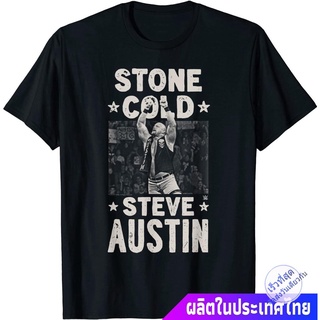 มวยปล้ำอาชีพ มวย มวยปล้ำลีก อเมริกา WWE Stone Cold Steve Austin 1 Color Arms Up T-shirt T-Shirt คอกลม แฟชั่น  ผ้าฝ้ายแท้