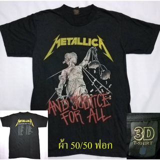 เสื้อวง Metallica เมทัลลิก้า  ผ้า คอตตอน 50% โพลี 50% (ผ้าบาง50/50) ตะเข็บเดี่ยว