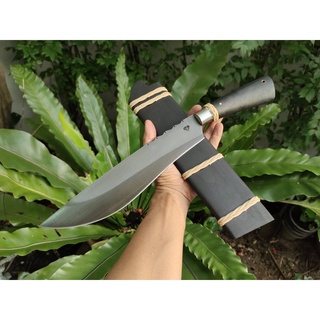 มีดเหน็บ อีเหน็บ มีดเดินป่า มีดใบตาย (E-Nap Fixed blade knife) มีดแคมป์ ใบ 11” รมดำ ด้ามไม้ประดู่ ฝักไม้สักทองรมดำ