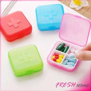 กล่องยา มินิ กล่องสีสันลูกกวาด หลายช่อง กล่องยาแบบพกพา Cross-packing pill box