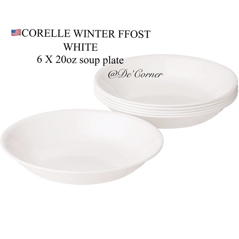 Corelle WINTER FROST WHITE ชุดจานซุป 20 ออนซ์ จานอาหาร USA CORELLE