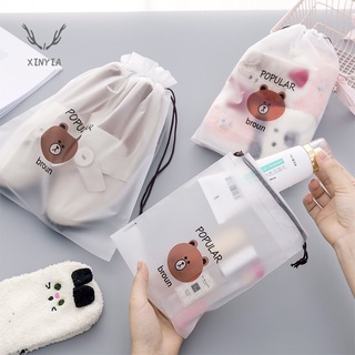 กระเป๋าเก็บการ์ตูนน่ารักกันน้ำ Frosted Bear ของขวัญบรรจุภัณฑ์ถุง Drawstring เสื้อผ้า Cosmetic