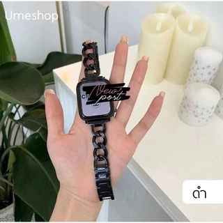 สายโซ่🔥สาย series watch11 10 9 8 7 Se 6 5 4 3 ปรับได้ 38/40/42/44/42/45/46/49 mm. เลสเบบใหม่!! สายนาฬิกา smart watch