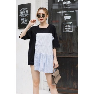 MM-RUFFLE STRIPE TEE เสื้อยืดคอกลมแขนยาว