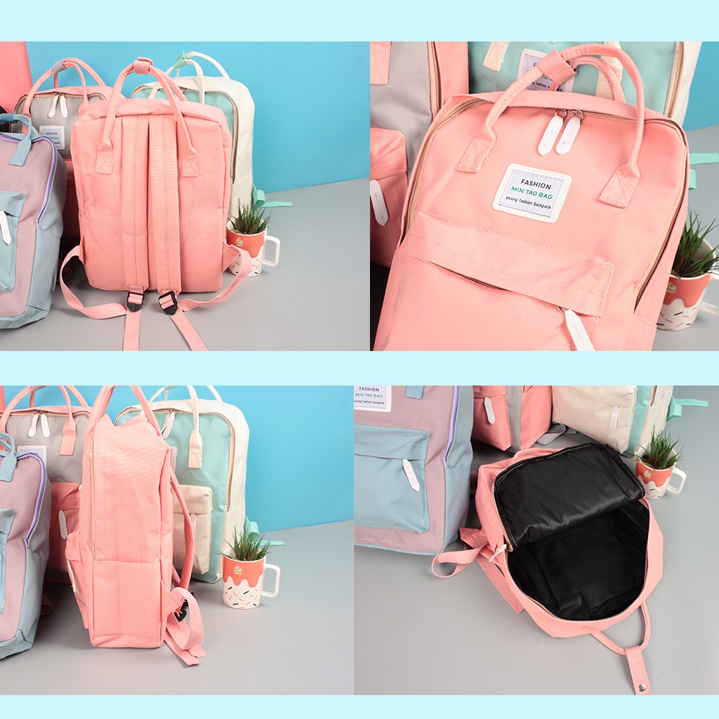 (IF956)พร้อมส่ง มี5สี กระเป๋าเป้แฟชั่นสีทรูโทน สุดน่ารัก - รูปที่ 5