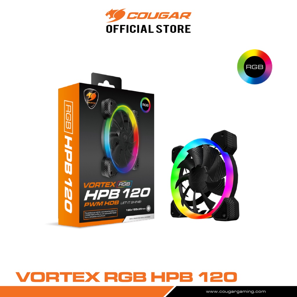 COUGAR VORTEX RGB HPB 120 PWM HDB Cooling Fan : Fan Case พัดลมเคส RGB ประกัน 1 ปี