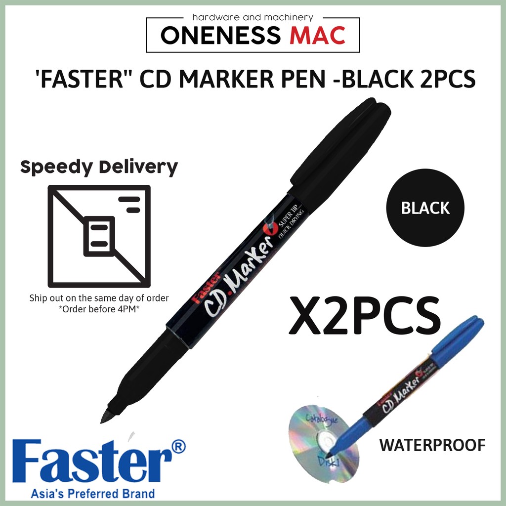 FASTER CD MARKER PEN BLACK/RED/BLUE
