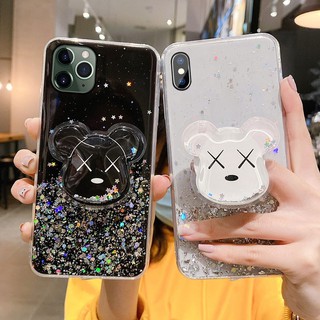 เคส Huawei Y7A Y6S Y6P Y9S Y9 Y7 Y7P Y6 Y5 Y5P P30 Nova 2i 3 3i 5T 7i Pro Prime Lite 2018 2019 2020 Sequin Glitter Soft Case Cover+Flowing silver foil holder