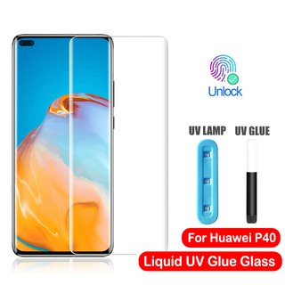 กาวเต็มจอ ฟิล์ม กระจกนิรภัย UV Glass Huawei P40 P30 Pro P20 Lite Mate 20 30 Screen Protector