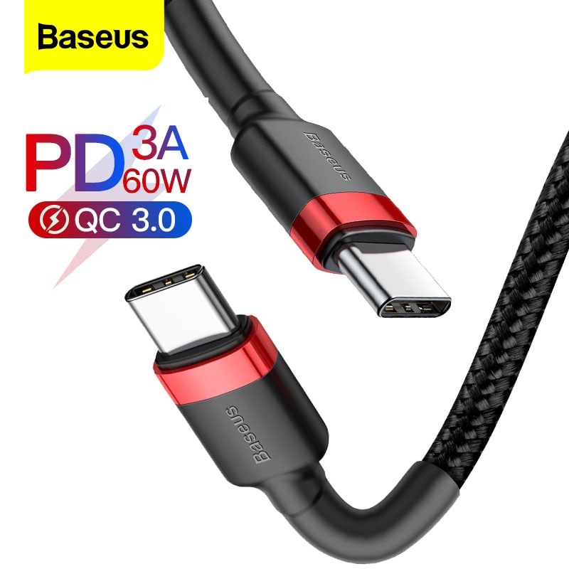 Baseus USB Type C ถึง USB Type C สําหรับ Samsung S8 S9 Plus Xiaomi โทรศัพท์มือถือ PD 60W QC3.0 3A Qu
