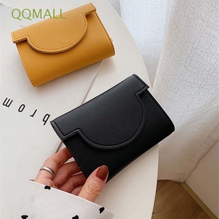 Qqmall กระเป๋าสตางค์ หนัง Pu ใบสั้น บางมาก พับได้ หลากสี สําหรับใส่เหรียญ หูฟัง บัตร ขนาดเล็ก แบบพกพา