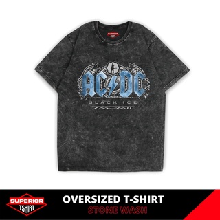 #เสื้อยืดคอกลม#Acdc OVERSIZE STONEWASH เสื้อยืด / ACID WASH / BAND เสื้อยืด / เสื้อยืดโลหะร็อค / BOOTLEG / ACDC BLACK IC